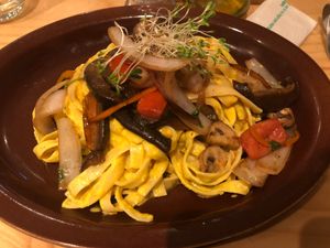 Fetuccini a la huancaína at Abdiel Vegan in Lima