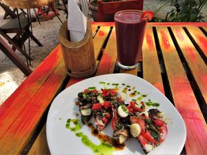 Raw Pizza and Smoothie at Raw Love - Downtown Tulum in Tulum