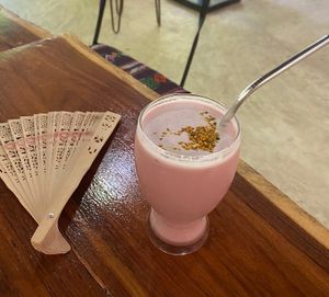 Hibiscus kiss latte   at Raw Love - Downtown Tulum in Tulum