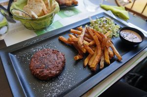 Steak Beyond + Frites + Salad (missing the garlic butter) at Tahina in Tours
