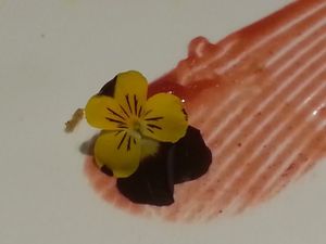another dish with edible flower at Philanthropian Veganism Restaurant in Beijing
