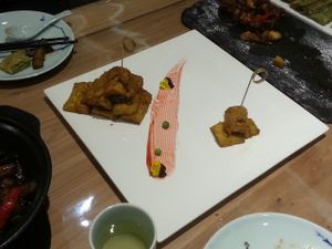 dishes are made with visual flair at Philanthropian Veganism Restaurant in Beijing