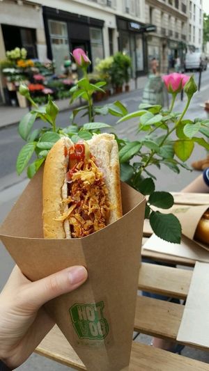 Vegan hot-dog  at Hot Vog in Paris