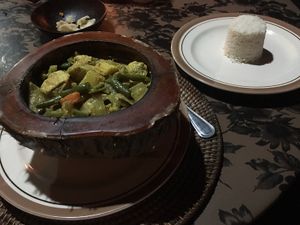Tofu Curry and rice at Amarta Beach Cottage in Manggis