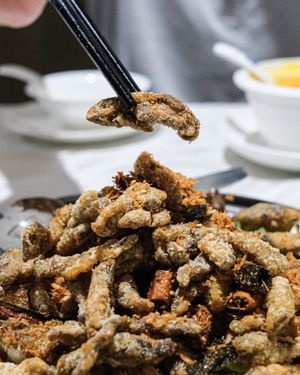 避風塘脆鱔絲 at Tong De Veggie 同德素食 in Kowloon