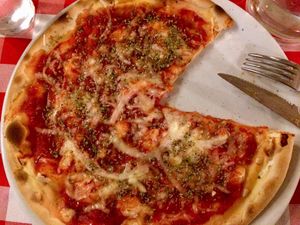 Gluten-free vegan Margarita pizza  at La Trattoria in Malmo