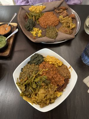 Small rice bowl and injera for one  at Beza Ethiopian Food in South East London