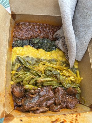 Takeaway box  at Beza Ethiopian Food in South East London