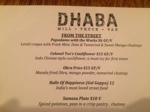 V is vegan page 2 at Dhaba in Kyneton