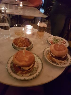 Jalapeno burger,sweet baked potato,mac and cheese  at More is More in Gothenburg