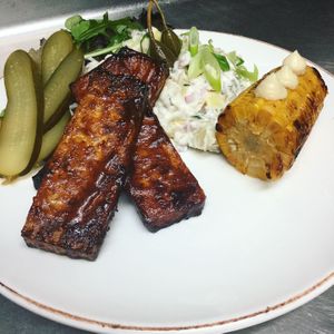 BBQ Tofu plate at More is More in Gothenburg