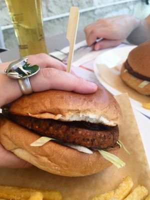 Quinoa burger at Fries with Benefits in Limassol