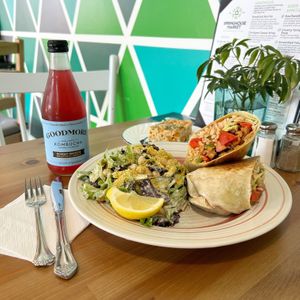 Chick'n Wrap and Caesar Salad at Springhouse in Halifax