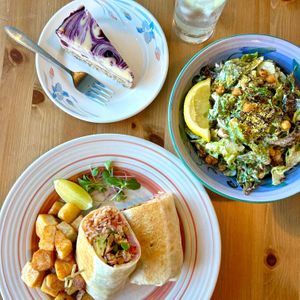 Chick'n Wrap, Caesar Salad, Cheesecake at Springhouse in Halifax