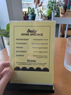Daily specials (Aug 2025) at Springhouse in Halifax