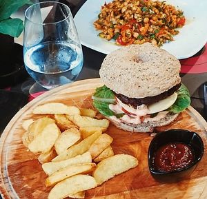 Vegan burger!! at Healthy Bites in Athens