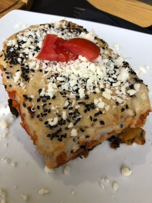 Delicious vegan moussaka!  at Healthy Bites in Athens