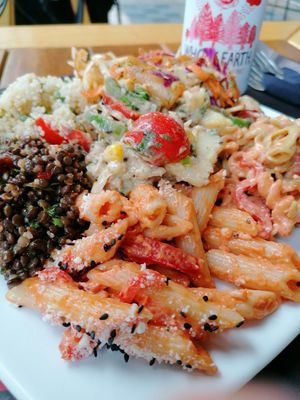 Mixed salad plate - all vegan and 9euros at Healthy Bites in Athens