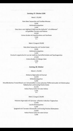 Menü 7. at Hotel Gasthaus and Restaurant zur Post in Klotten