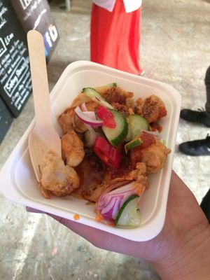 Stall - Nasi Lemak
Dish - V.F.C - 'Fried  Chicken made from crispy seitan pieces, kicap manis and homemade sambal.' at GRUB in Manchester