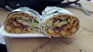 Chickpea Kati roll from Vaso Kitchen at GRUB in Manchester
