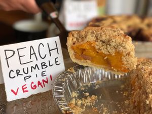peach crumble pie from idle hands at GRUB in Manchester