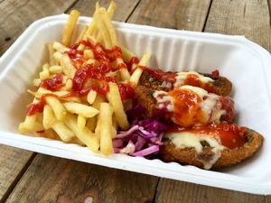 mushroom parmo from Parmstar at GRUB in Manchester