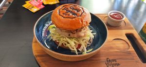 Double vegan burger at Gran Vegano in Sao Paulo