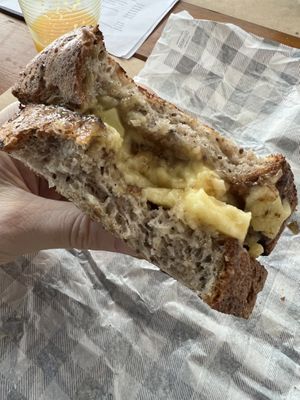 Grilled cheese on delicious gluten free bread  at Padoca Vegan in Sao Paulo