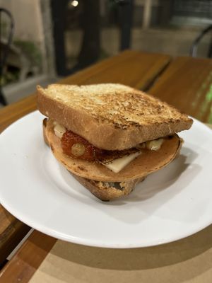 Mortadella Sandwich  at Padoca Vegan in Sao Paulo