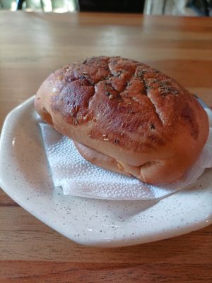 Stuffed bread at Padoca Vegan in Sao Paulo