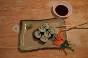 cucumber sushi rolls  at Suehiro Cafe in Los Angeles