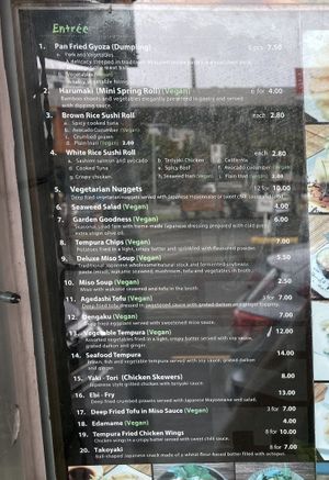Menu at Tempura Japanese Cafe in Elsternwick