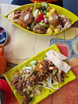 Mixed platter and aubergine salad at The Olive Branch in Wivenhoe