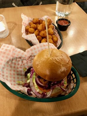 Captain Jack and Tater tots (I couldn't finish them) at Down the Hatch in Liverpool