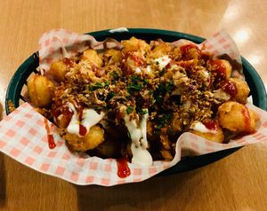 loaded tater tots at Down the Hatch in Liverpool