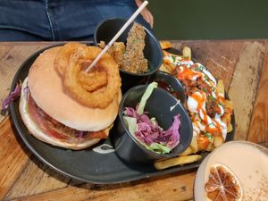 Lunch deal: burger, fries, and side at Down the Hatch in Liverpool