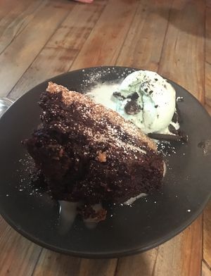 Brownie with Mint Ice Cream  at Down the Hatch in Liverpool