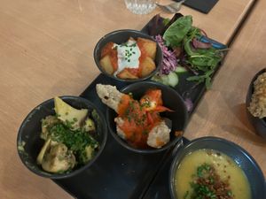 Garlic mushroom, wings, pastas bravas  at Down the Hatch in Liverpool