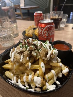 Chickn n bakn loaded fries   at Down the Hatch in Liverpool