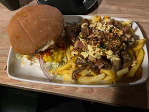 Macaroni cheese burger at Down the Hatch in Liverpool