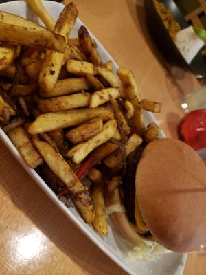 Royale with cheese burger and salt n pepper fries at Down the Hatch in Liverpool