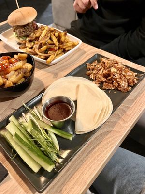 Duck pancakes (Woo tan menu)  at Down the Hatch in Liverpool