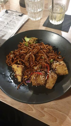 Salt and pepper tofu with noodles at Down the Hatch in Liverpool