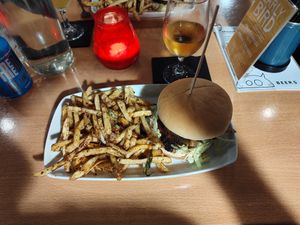 Salt and pepper fella burger with salt and pepper fries at Down the Hatch in Liverpool