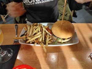 Royale with cheese and salt and pepper fries at Down the Hatch in Liverpool