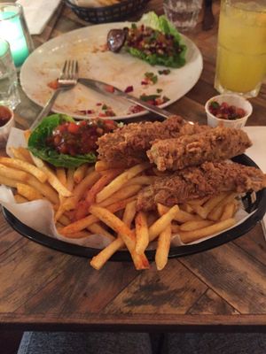 Spicy seitan strips  at Down the Hatch in Liverpool