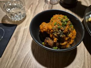 Meatballs (coated in a brilliant marinara, very "meaty") at Down the Hatch in Liverpool