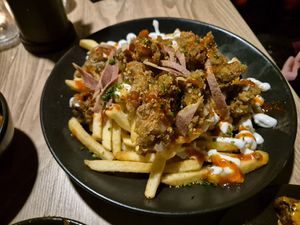 Chicken and bacon loaded fries at Down the Hatch in Liverpool