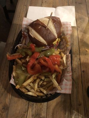 Classic burger  at Down the Hatch in Liverpool